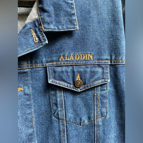 Vintage Aladdin Casino Las Vegas Embroidered Denim Jean Jacket XL Unisex - Picture 5 of 9